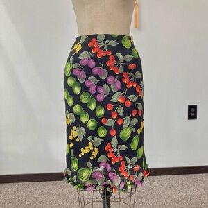 Y2k vintage M’s Gracy silk fruit print skirt